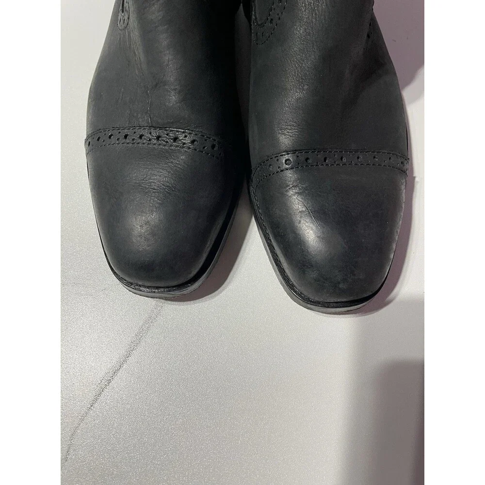 Polo Ralph‎ Lauren Ankle Boots Mens 8.5 D Black Leather Demonte Brogue Preppy
